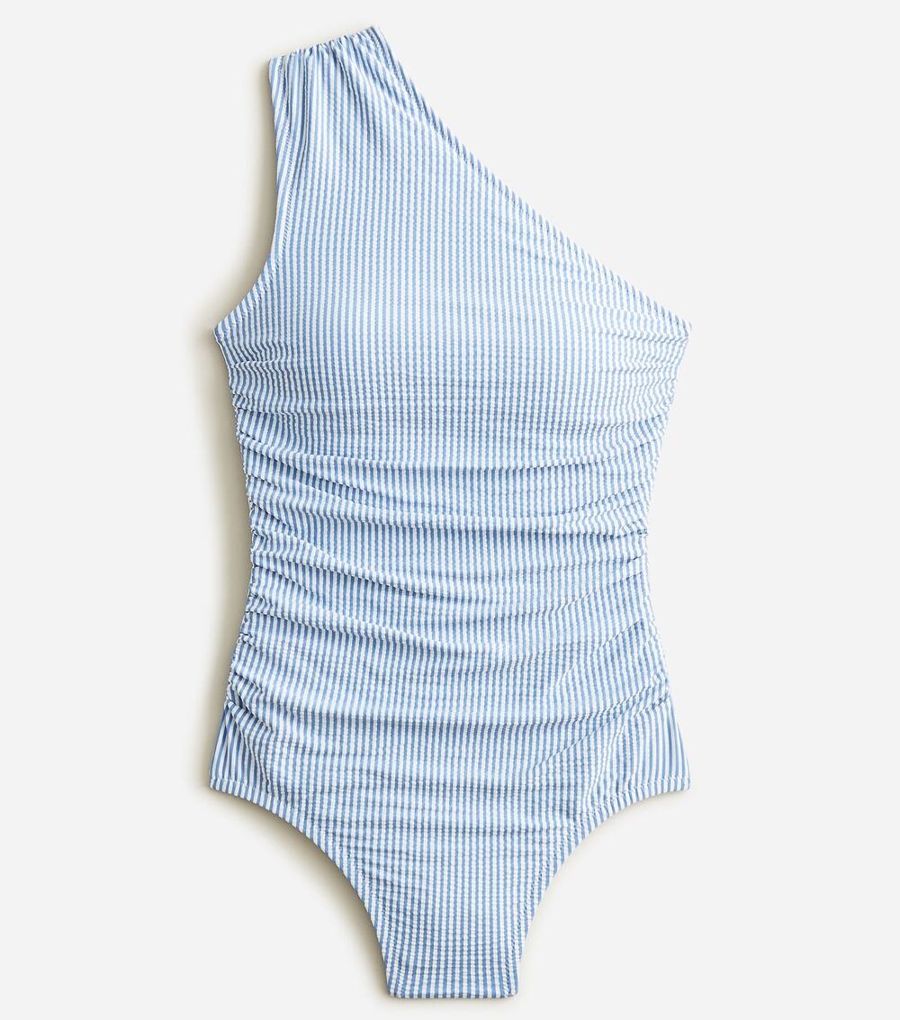 J.Crew Ruched One Shoulder One Piece Striped Swimsuit Plus Size US 24 NWT
